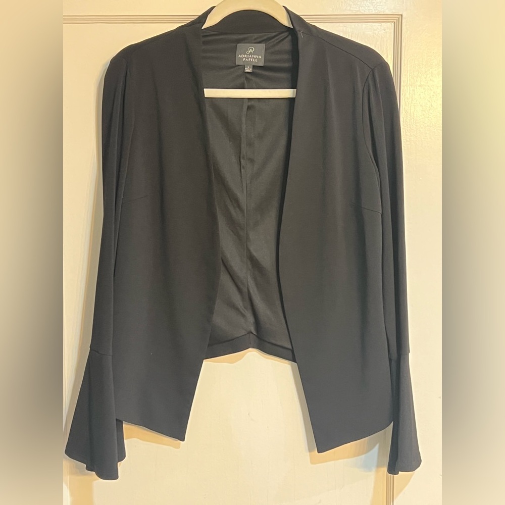 Adrianna Papell Tuxedo Open Front Bell Sleeve Blazer size S